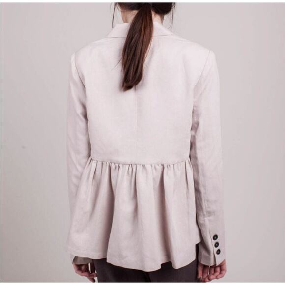 Ulla Johnson Lavender Amadie Peplum Ruffled Twill Hook Closure Blazer Size 4 - Picture 2 of 12